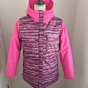Columbia Kids Striped Pink and Black Puffer Jacket